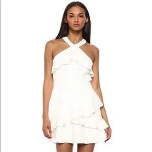 Parker White Ruffle Halter Rikki Dress NWT